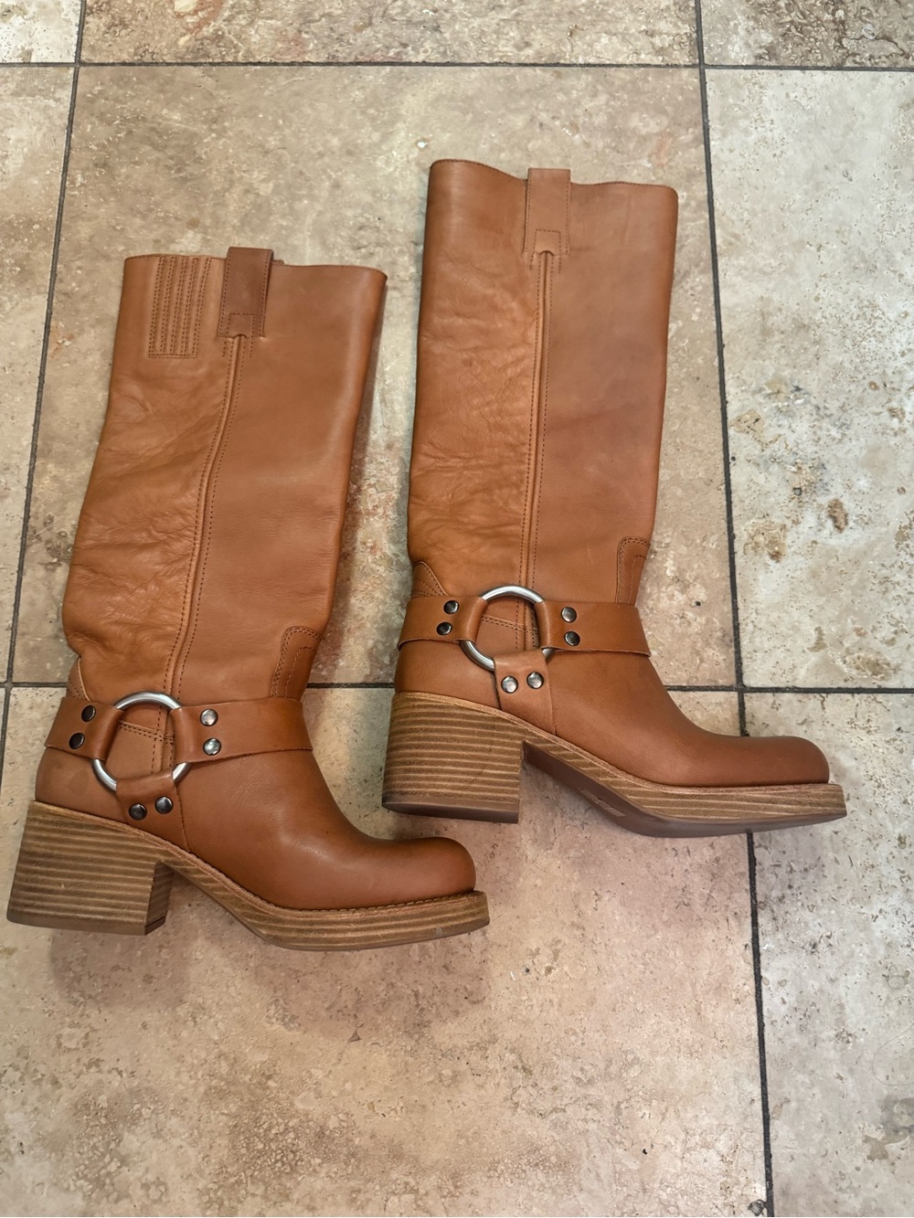 Jeffrey Campbell Tall Harness Boots - Cognac Brown